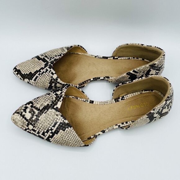 Old Navy Shoes Womens Size 7 Snake Print D'Orsay Flats Pointy Toe Heels Shoe - Picture 6 of 11